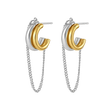 Dual Tone Chain Hoop Earrings