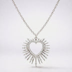 Cher Starburst Heart Pendant Necklace | 925 Silver Plated
