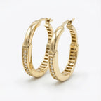 Solid Gold Earrings – Classic Pavé Front Hoop | Gold | Majestic Jewellery