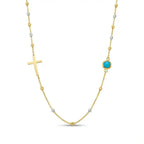 14K Gold Turquoise Necklace – Cross Turquoise Accent | Majestic Jewellery