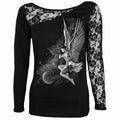 LUCID DREAMS - Haut asymétrique en dentelle noir