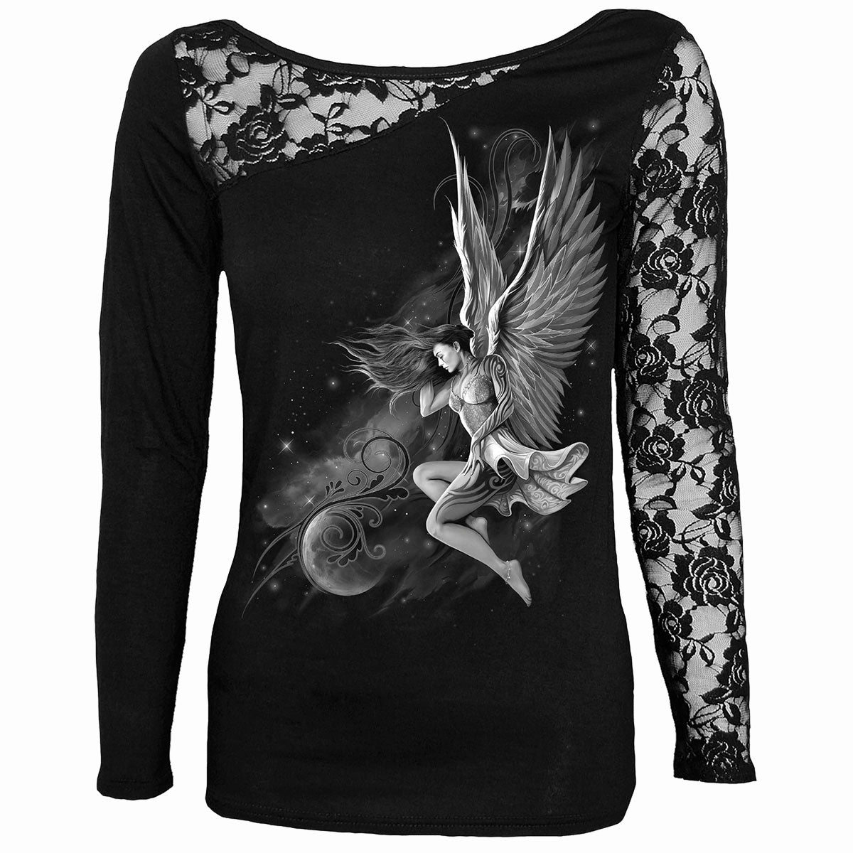 LUCID DREAMS - Haut asymétrique en dentelle noir