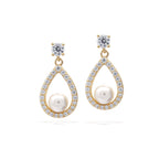 Diamonfire Open Halo Teardrop Earrings with Shell Pearl