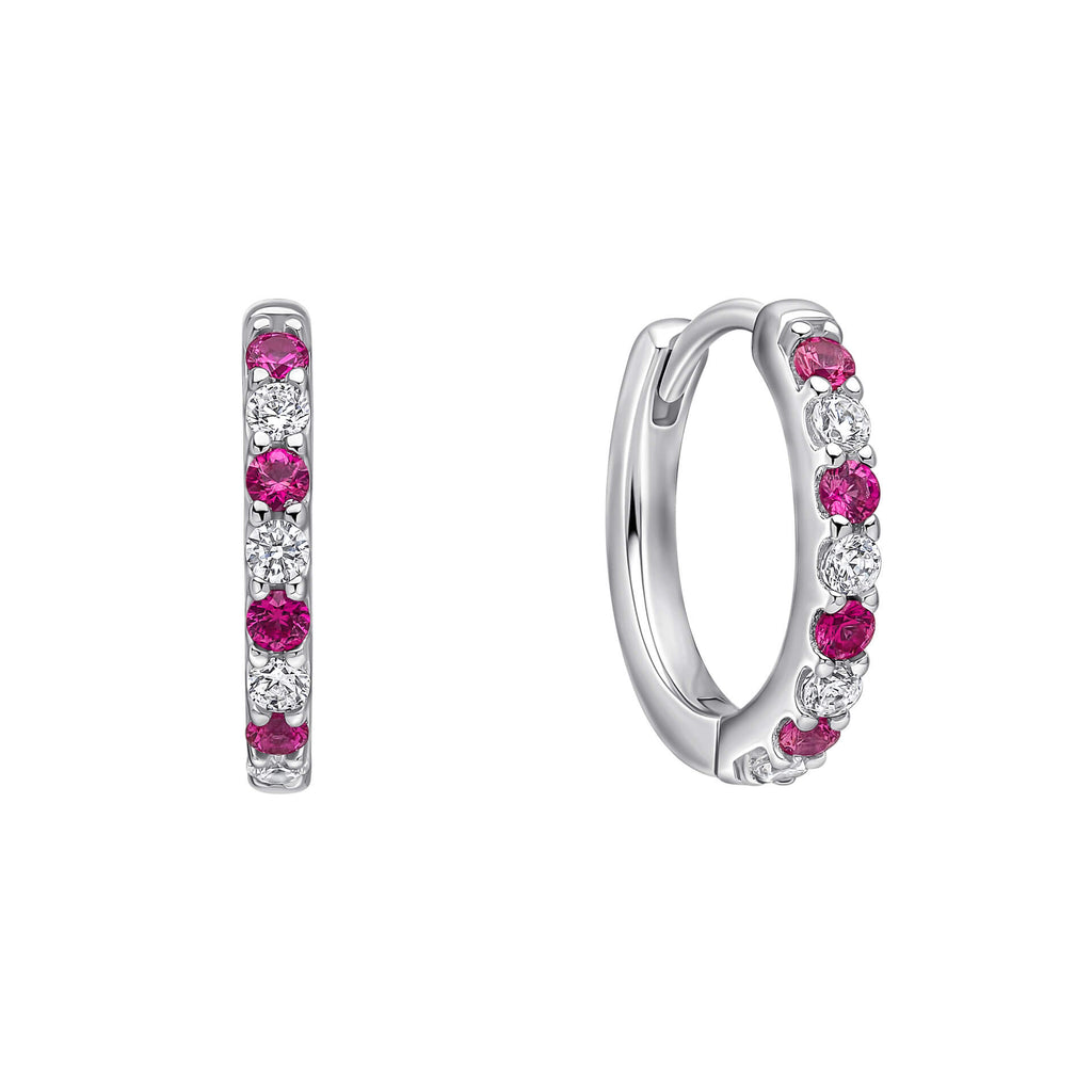 Diamonfire Two Tone Zirconia Hoop Earrings