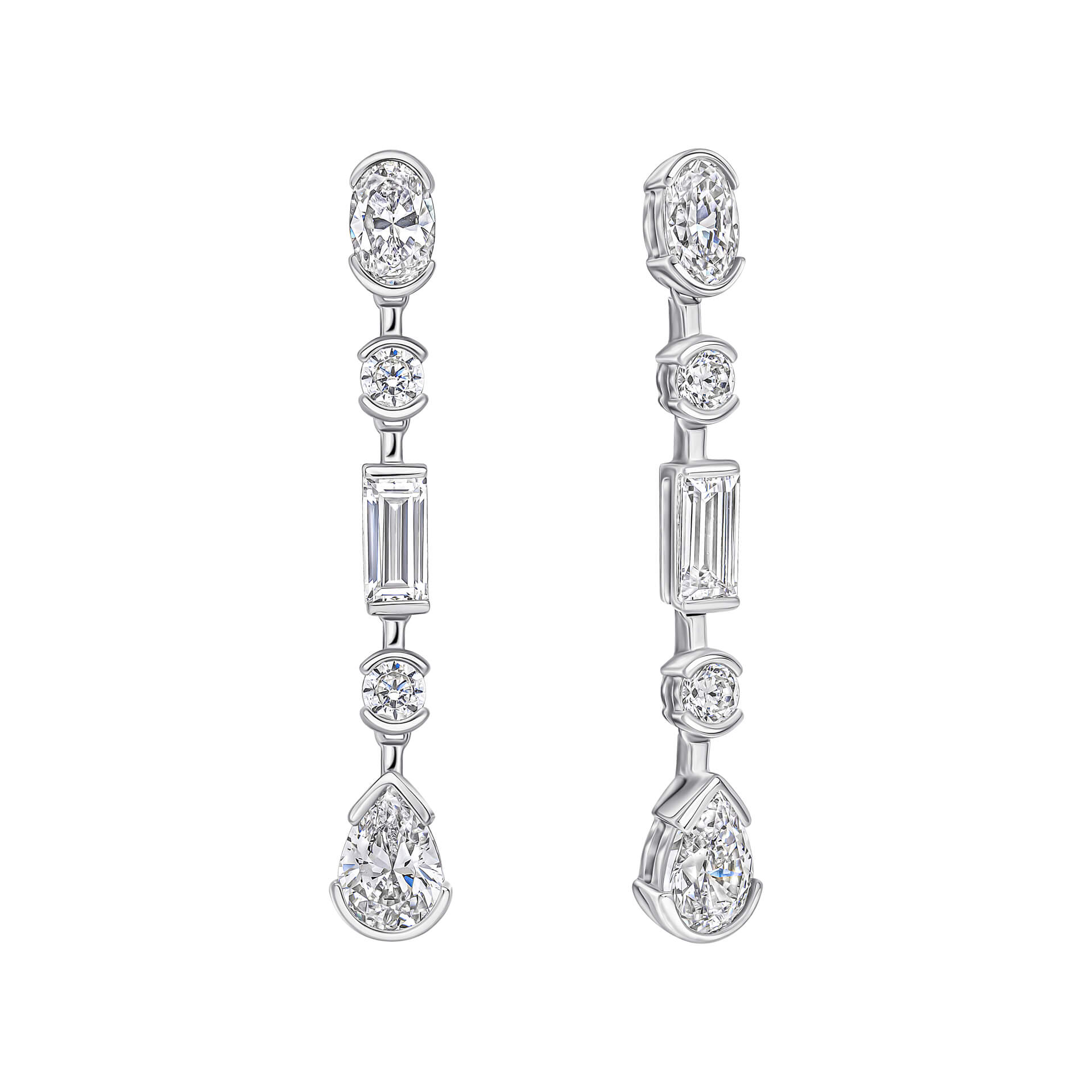 Diamonfire Elongated Half Bezel Drop Earrings