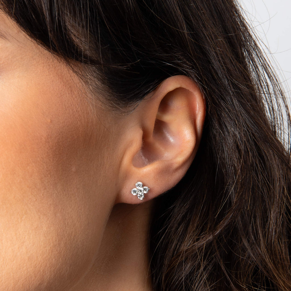 Diamonfire Zirconia Cluster Flower Stud Earrings