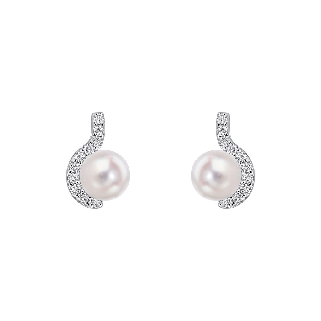 Diamonfire Half Halo Pearl Stud Earrings