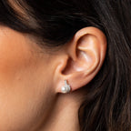 Diamonfire Half Halo Pearl Stud Earrings