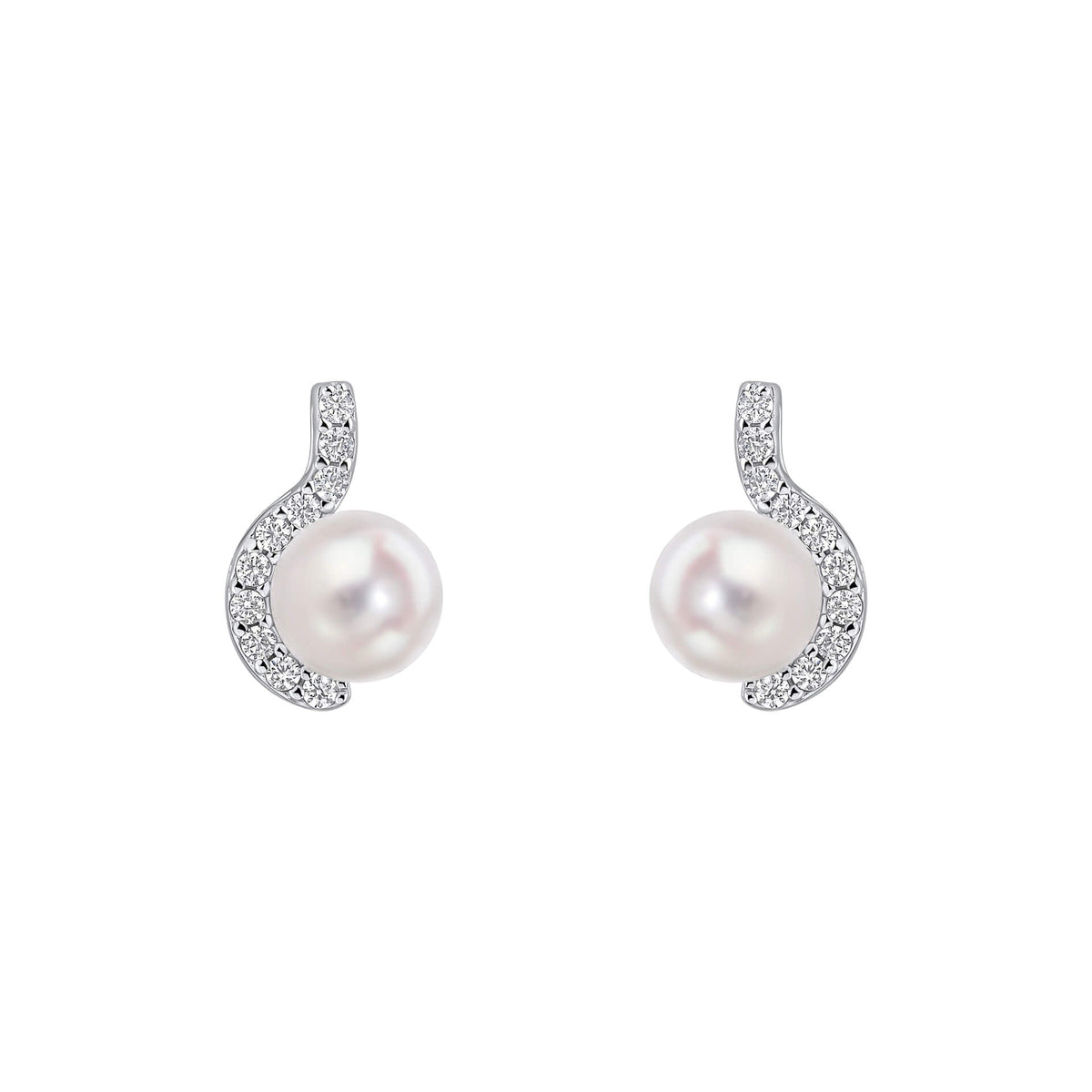 Diamonfire Half Halo Pearl Stud Earrings