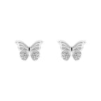 Laura Ashley Silver Butterfly Garden Stud Earrings