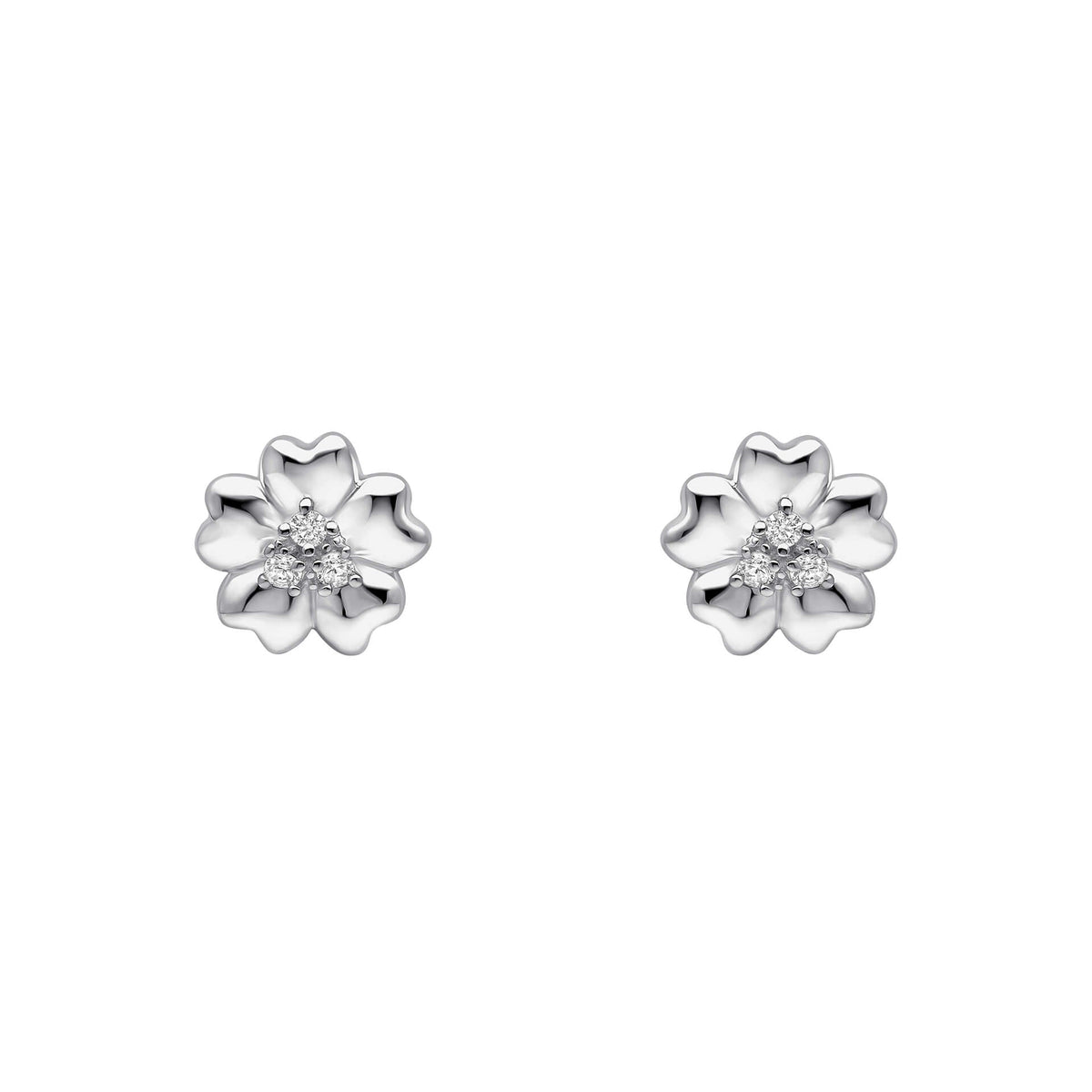 Laura Ashley Silver Riverly Ditsy Pave Flower Stud Earrings