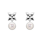 Laura Ashley Silver Hartley Check Mabe Pearl Drop Earrings
