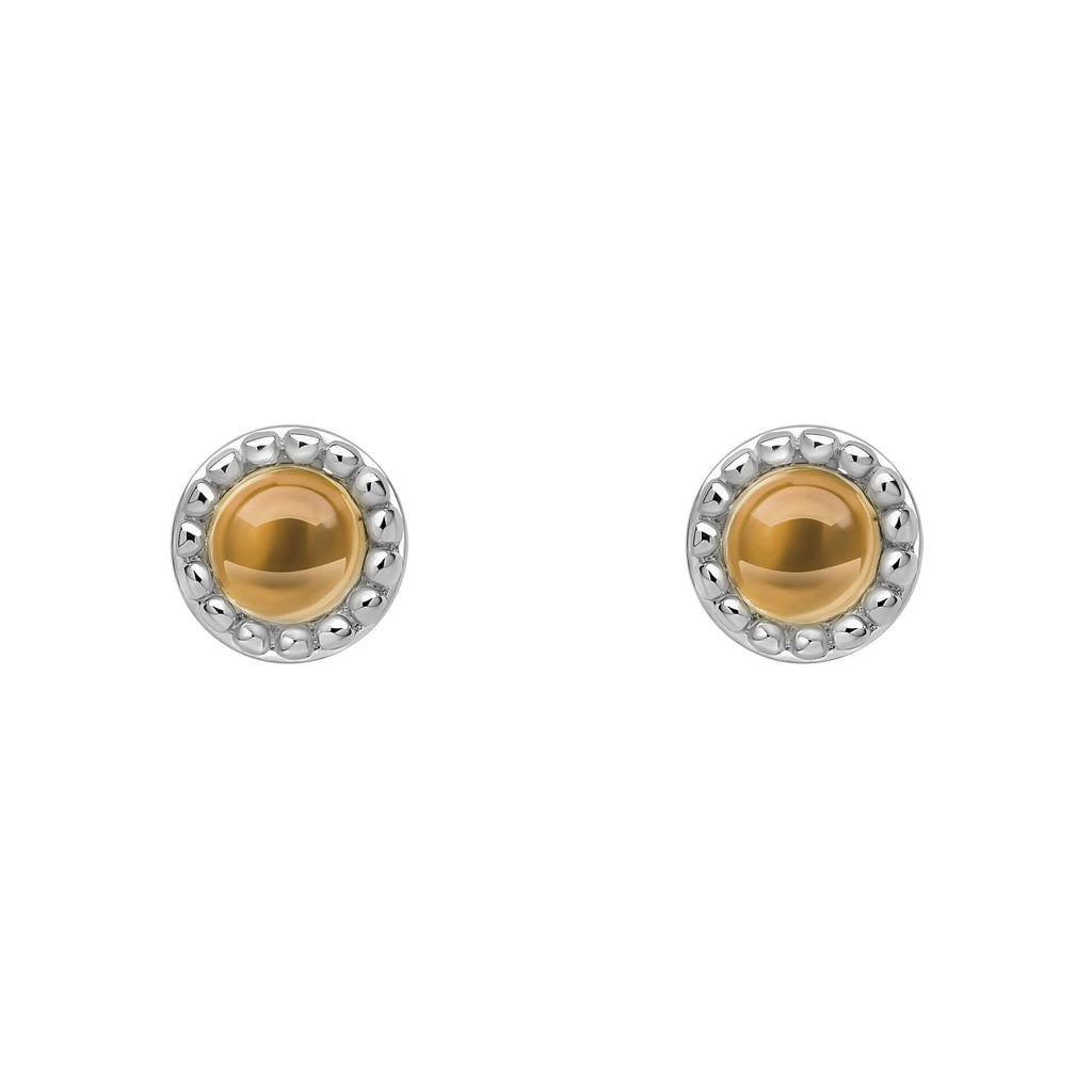 Beginnings Milgrain Semi-Precious Cabochon Birthstone Earrings