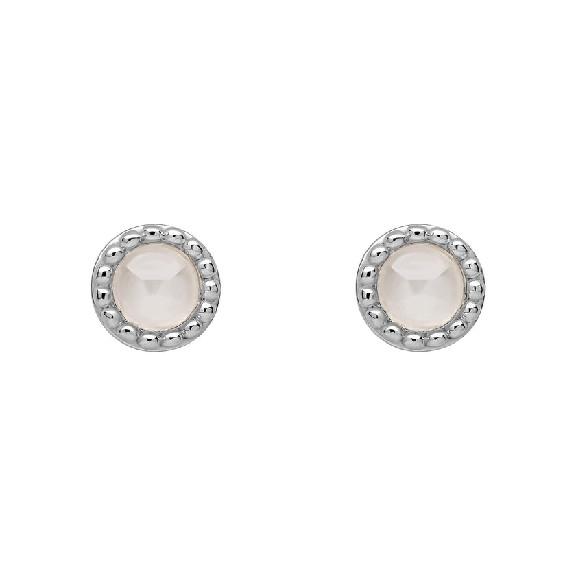 Beginnings Milgrain Semi-Precious Cabochon Birthstone Earrings