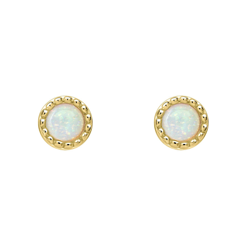 Beginnings Milgrain Semi-Precious Cabochon Birthstone Earrings