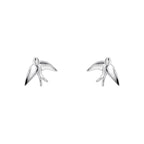 Laura Ashley Silver Blue Birds Stud Earrings