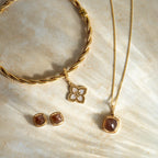 Elements Gold Sugarloaf Cut Chocolate Moonstone Stud Earrings