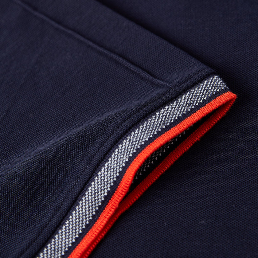 Egan men's shorts sleeve zip neck pique polo - Navy