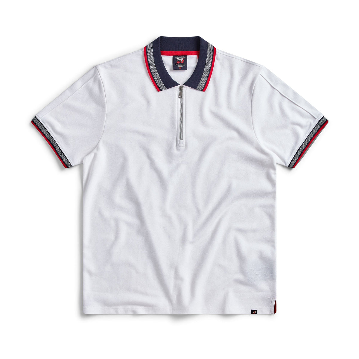 Egan men's shorts sleeve zip neck pique polo - White