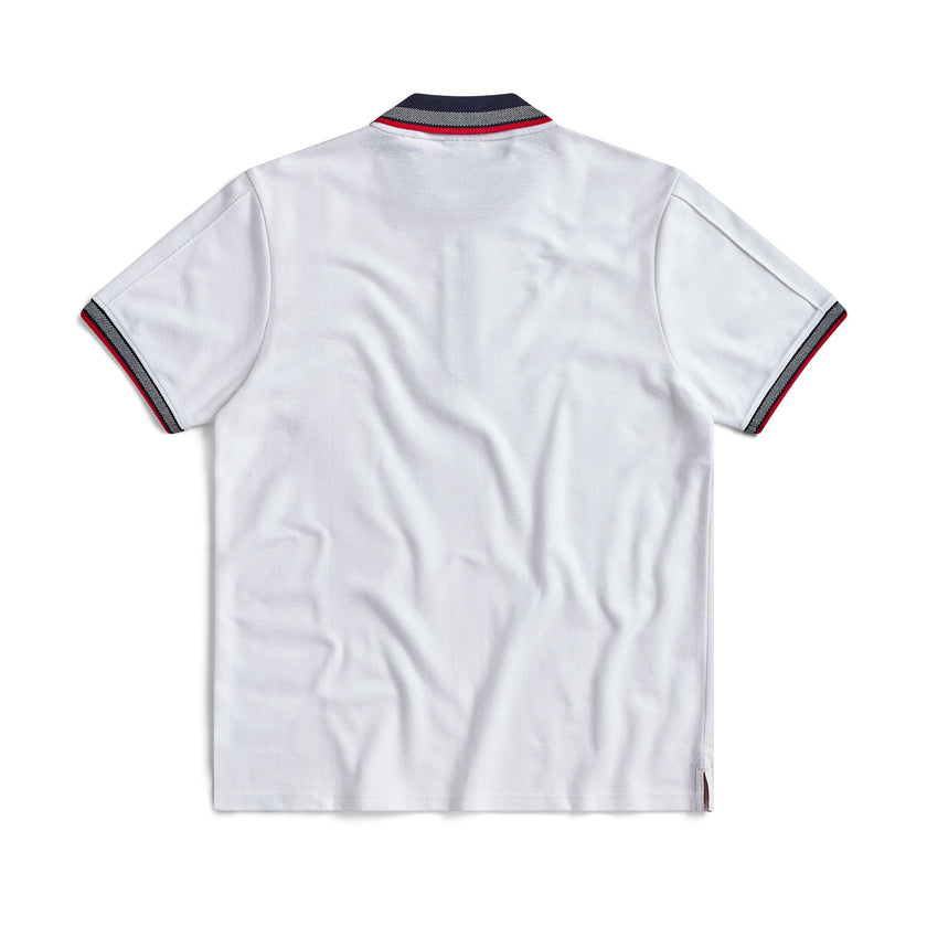 Egan men's shorts sleeve zip neck pique polo - White