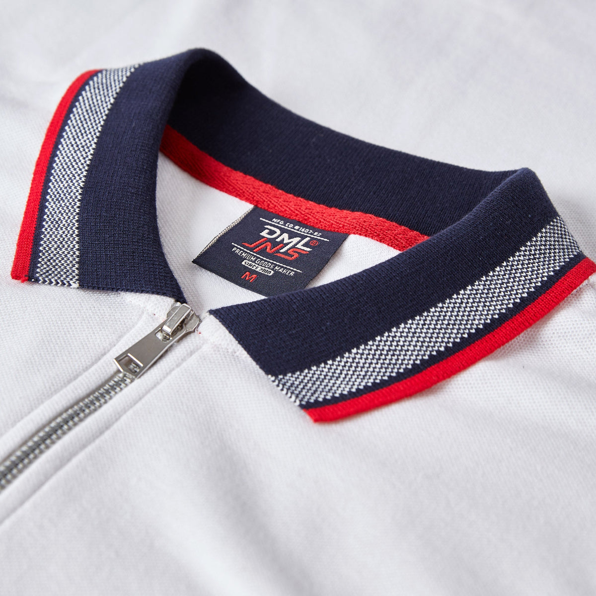 Egan men's shorts sleeve zip neck pique polo - White
