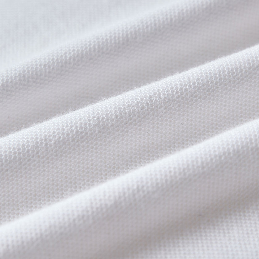 Egan men's shorts sleeve zip neck pique polo - White