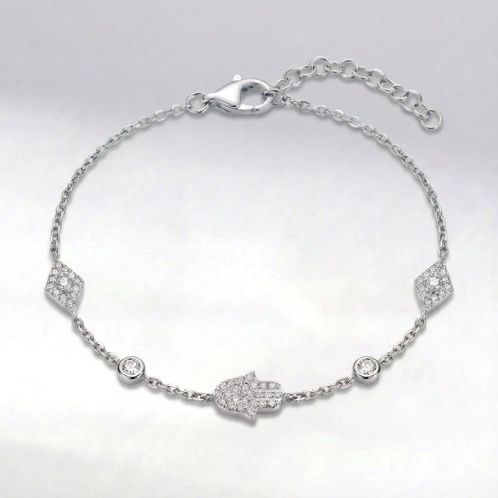 Bracelet Eina main de Fatma et œil protecteur | Argent