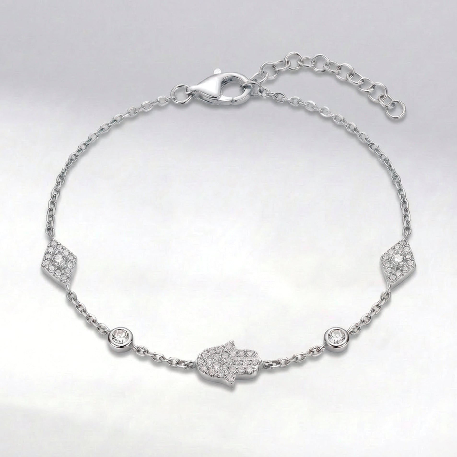Bracelet Eina main de Fatma et œil protecteur | Argent