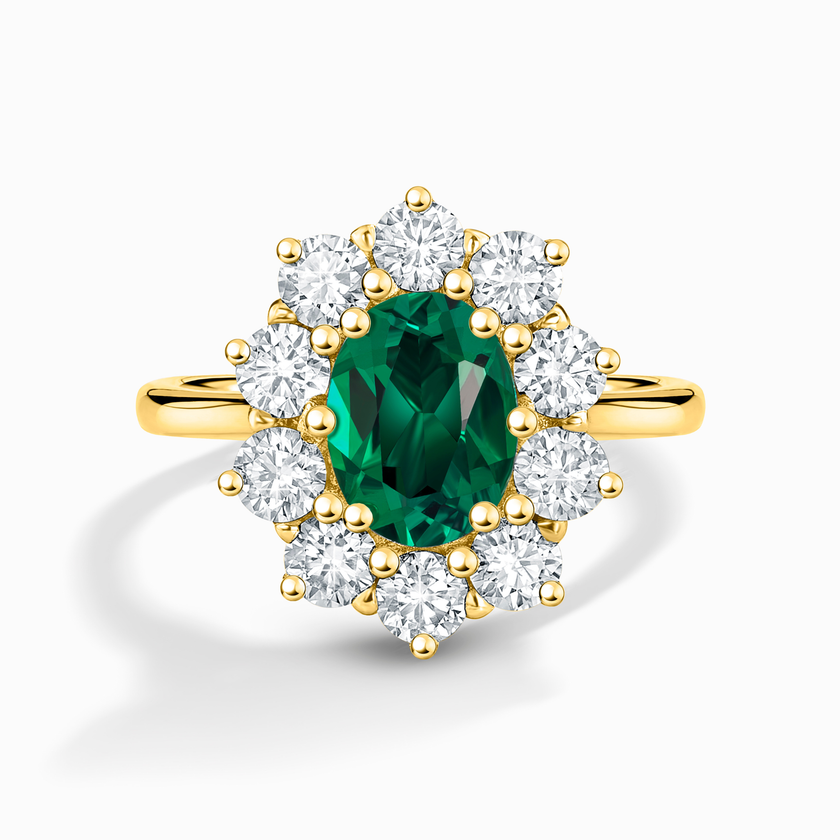 Emerald Halo Engagement Ring in 18k Gold Vermeil