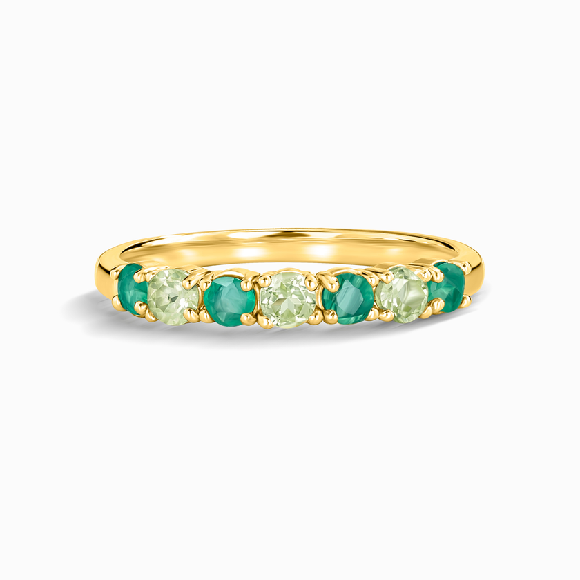 Anillo de media eternidad de esmeraldas y peridoto en vermeil de oro de 18 quilates