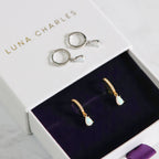 Boucles d'oreilles créoles Eva Opal Charm Drop | Plaqué or 18 carats