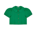 Frances Linen Cropped Blouse  - Jade