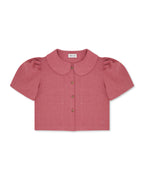 Frances Linen Cropped Blouse  - Berry -size S/M on pre-order for end of September delivery