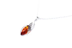 Pendentif fantaisie ambre et argent