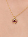 Collier pendentif cœur en grenat rhodolite en vermeil d'or 18 carats