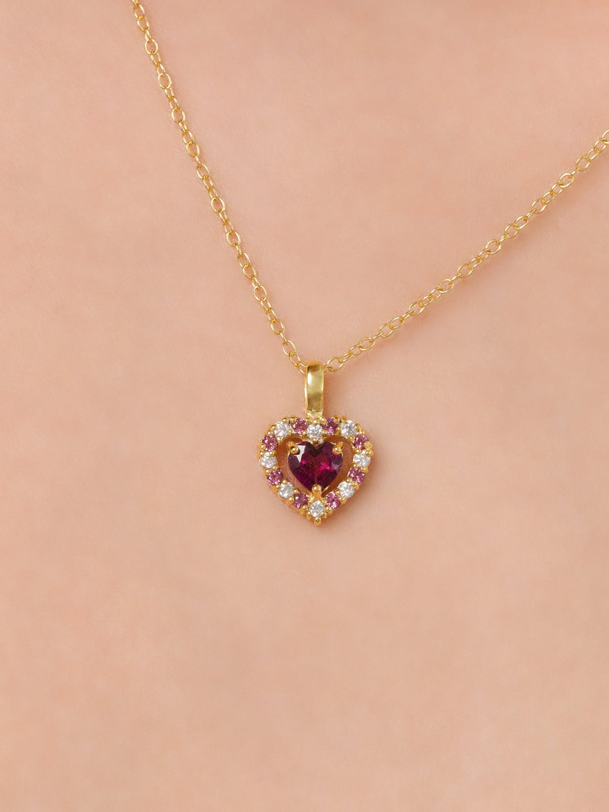 Red Heart Rhodolite Garnet Jewellery Set in 18k Gold Vermeil