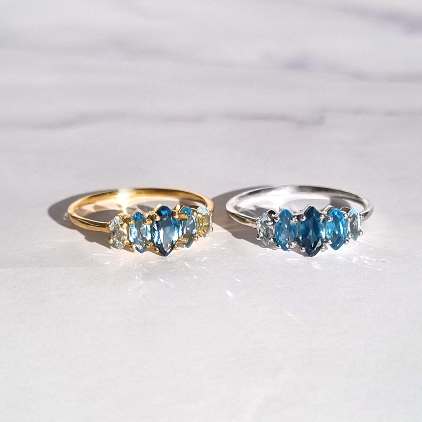 Ombre Blue Topaz Ring in Sterling Silver