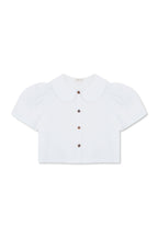 Frances Linen Cropped Blouse  - White