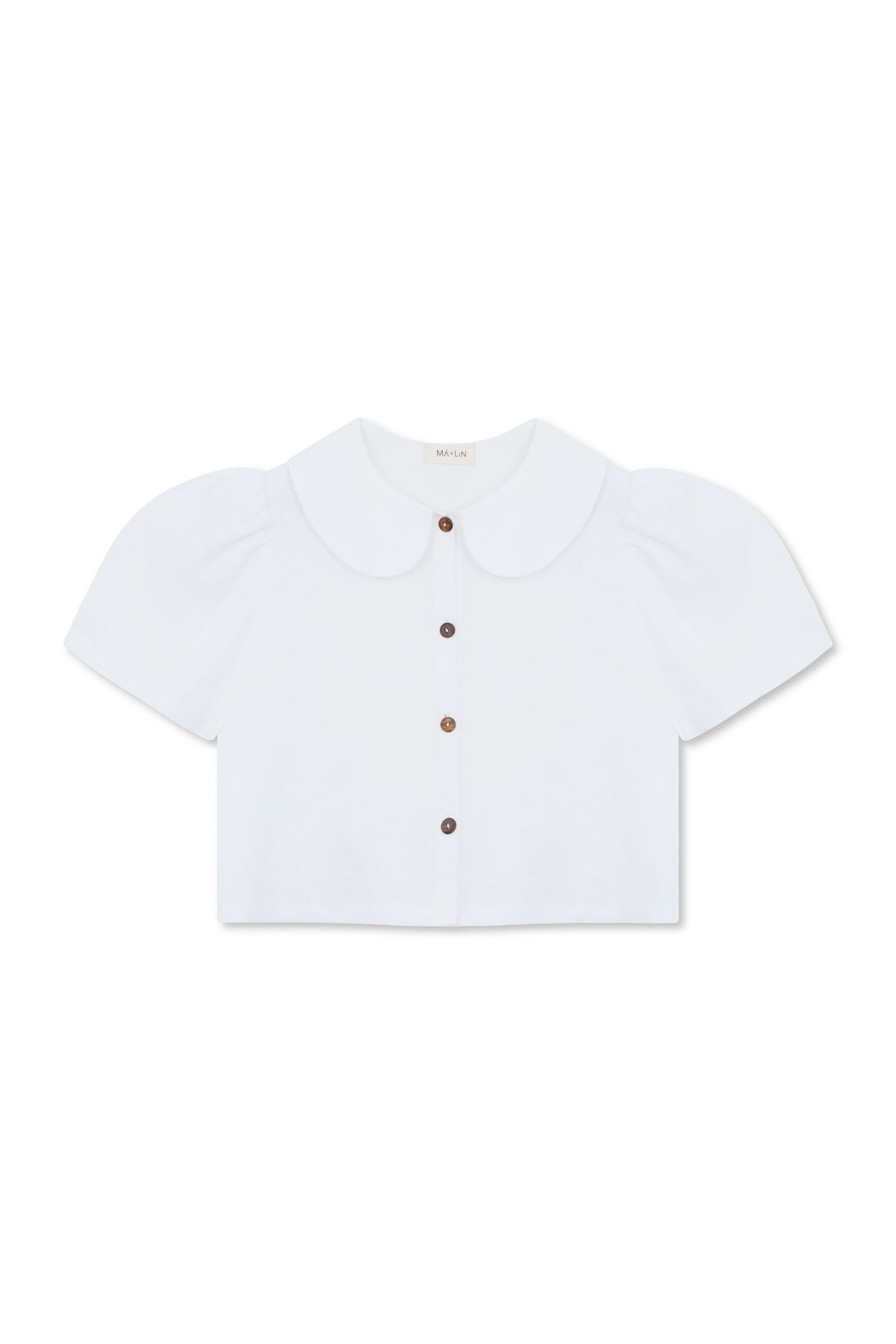 Frances Linen Cropped Blouse  - White