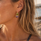 Charis Halfmoon Double Gemstone Earrings Peridot & Amethyst
