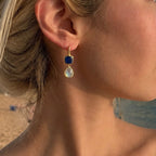 Charis Double Gemstone Earrings Blue Jade & Moonstone