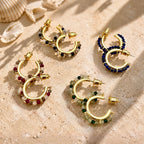 Ophelia Small Gemstone Hoops Smoky Quartz, Rose Quartz & Ruby