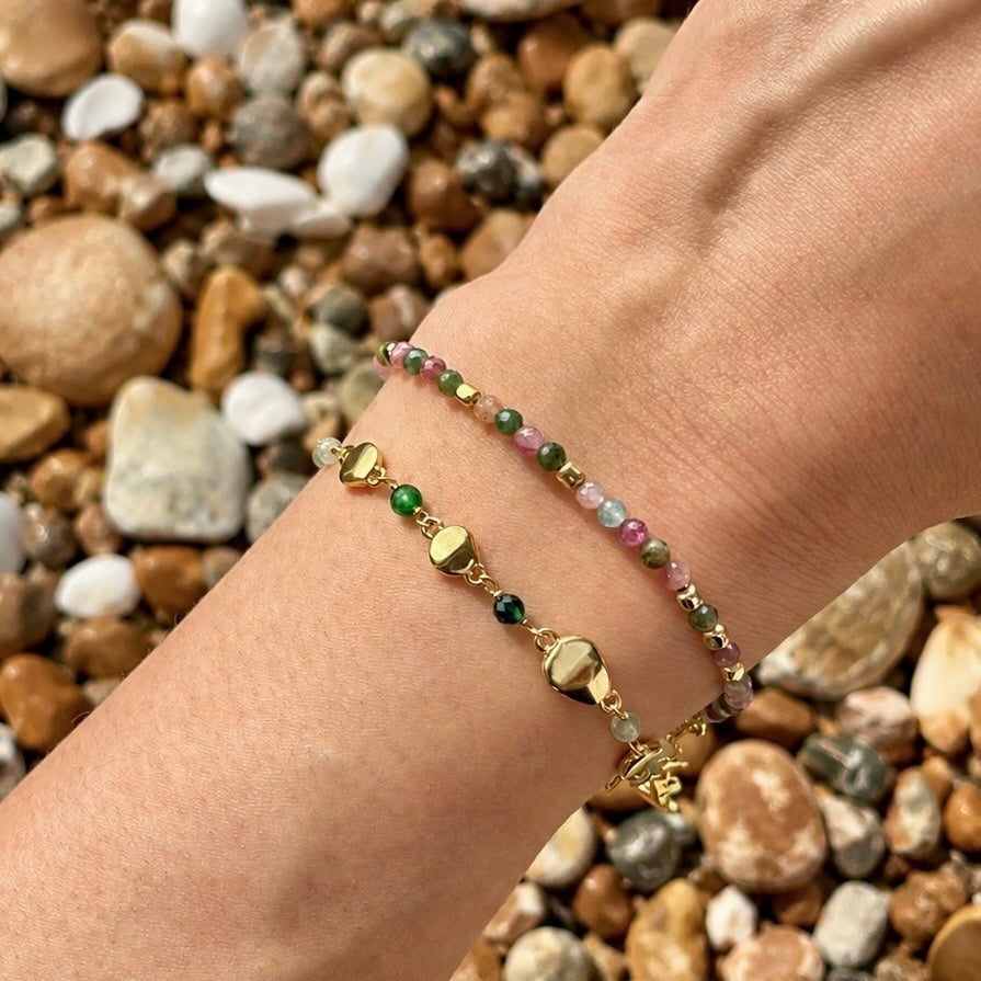 Sofia Nugget Bracelet  Green Hydro, Green Jade, Prehnite & Green Aventurine