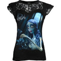 CORPSE BRIDE - BRILLA EN LA OSCURIDAD - Top de manga corta con capas de encaje Negro