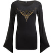LOTR - ELVEN NECKLACE - V Neck Goth Sleeve Top Black