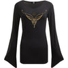LOTR - ELVEN NECKLACE - V Neck Goth Sleeve Top Black