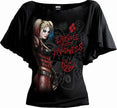 HARLEY QUINN - EMBRACE MADNESS - Boat Neck Bat Sleeve Top Black