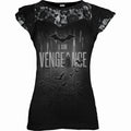 THE BATMAN - JE SUIS LA VENGEANCE - Top noir à manches courtes en dentelle superposée