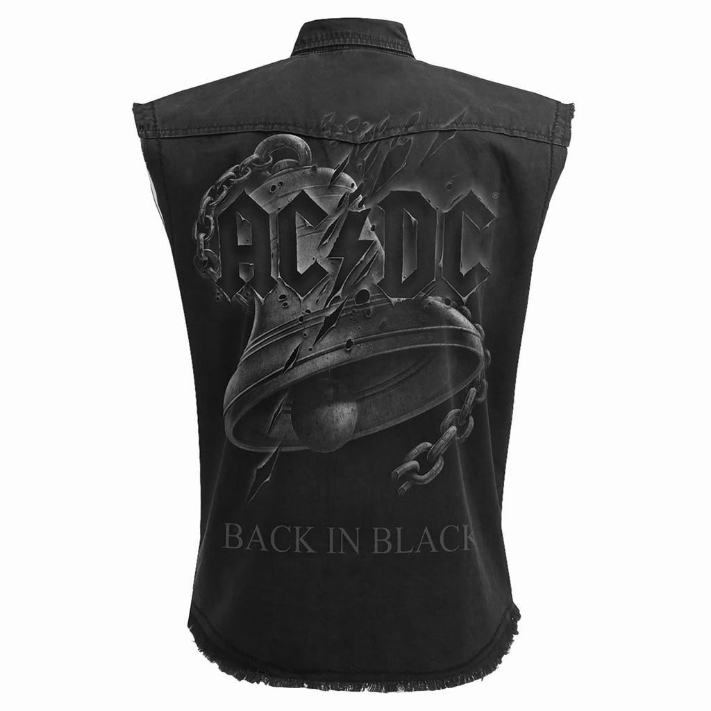 AC/DC - BACK IN BLACK RASGADO - Camiseta sin mangas Worker negra lavada a la piedra