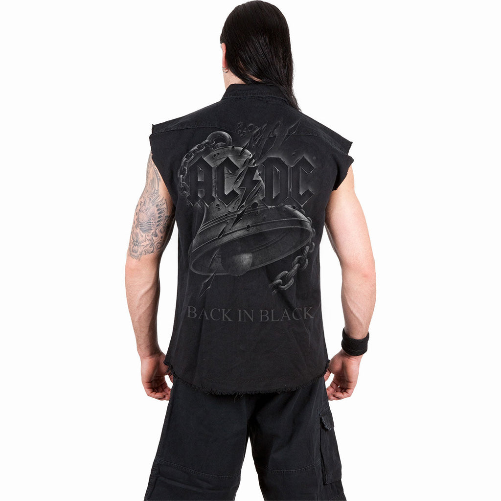 AC/DC - BACK IN BLACK RASGADO - Camiseta sin mangas Worker negra lavada a la piedra
